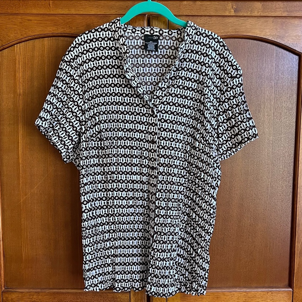 Brown and White East 5th Pleated Blouse